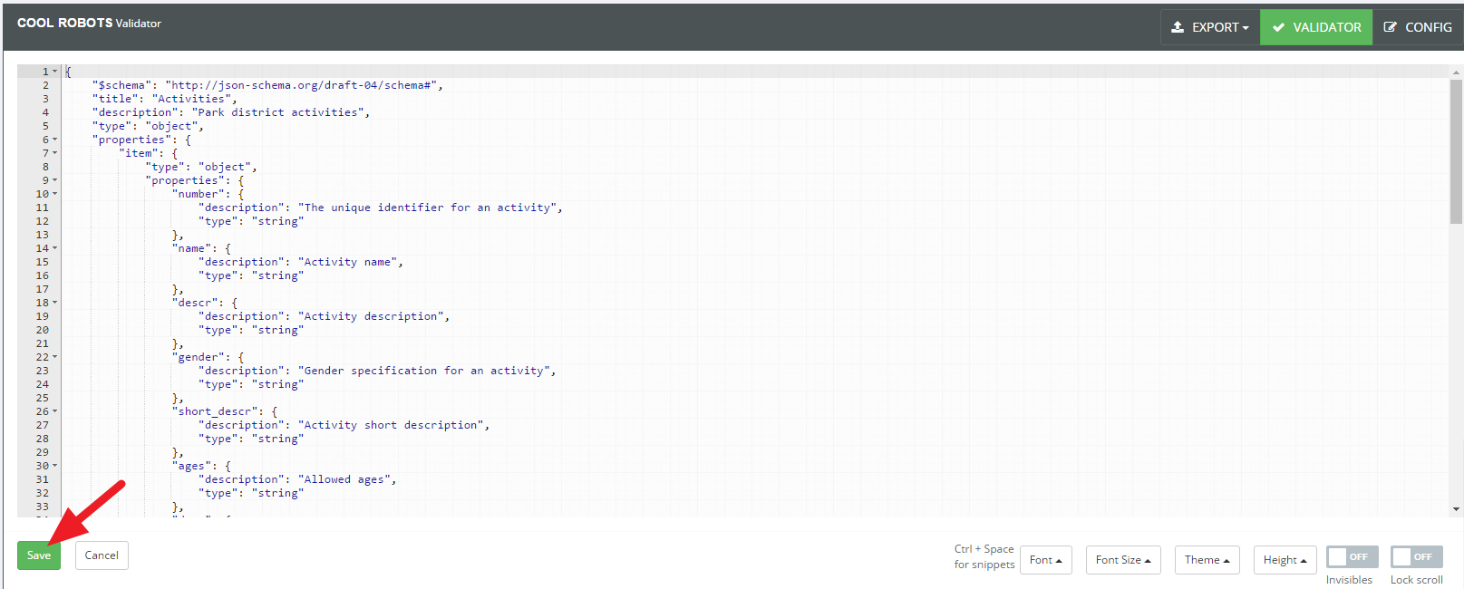 Json онлайн схема