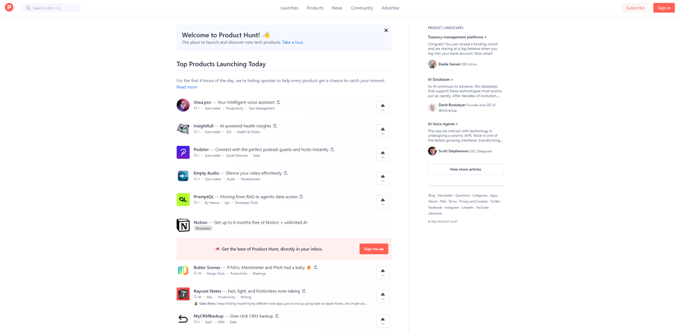 Product Hunt scraper